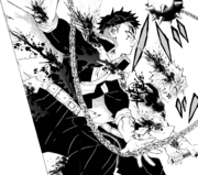 Gyomei and Sanemi fighting Kokushibo CH171