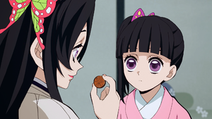 Kanae giving a coin to Kanao to make decisions