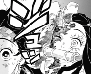 Nezuko disintegrating from the sun CH126