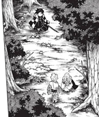 Tanjiro discovers Rui in the forest.png