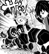 The Hashira bowing to Kagaya (manga).png