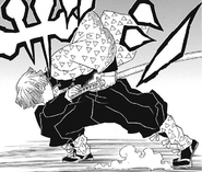 Zenitsu's stance while using Thunder Breathing's First Form